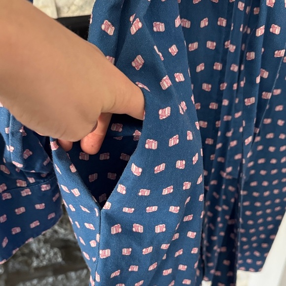 Kayce Hughes Long Sleeve Blue and Pink Patterned Dress 100% Cotton - Picture 5 of 6